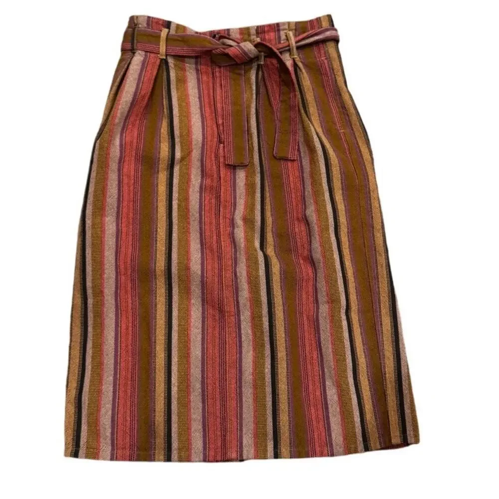 The Great. The Trouser Belted Pencil Skirt in Bolero Stripe Size 2/Medium - Picture 2 of 6